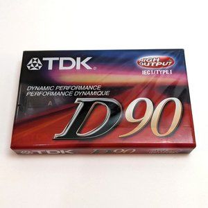 TDK D90 90 min Audio Cassette Tape IECI / Type I High Output New Sealed